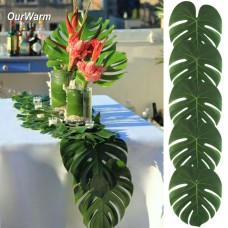 OurWarm fiesta mantel 12 piezas hojas de palma artificiales boda tabla corredor playa Luau Hawaiano tema partido decoraciones suministros ali-92393722